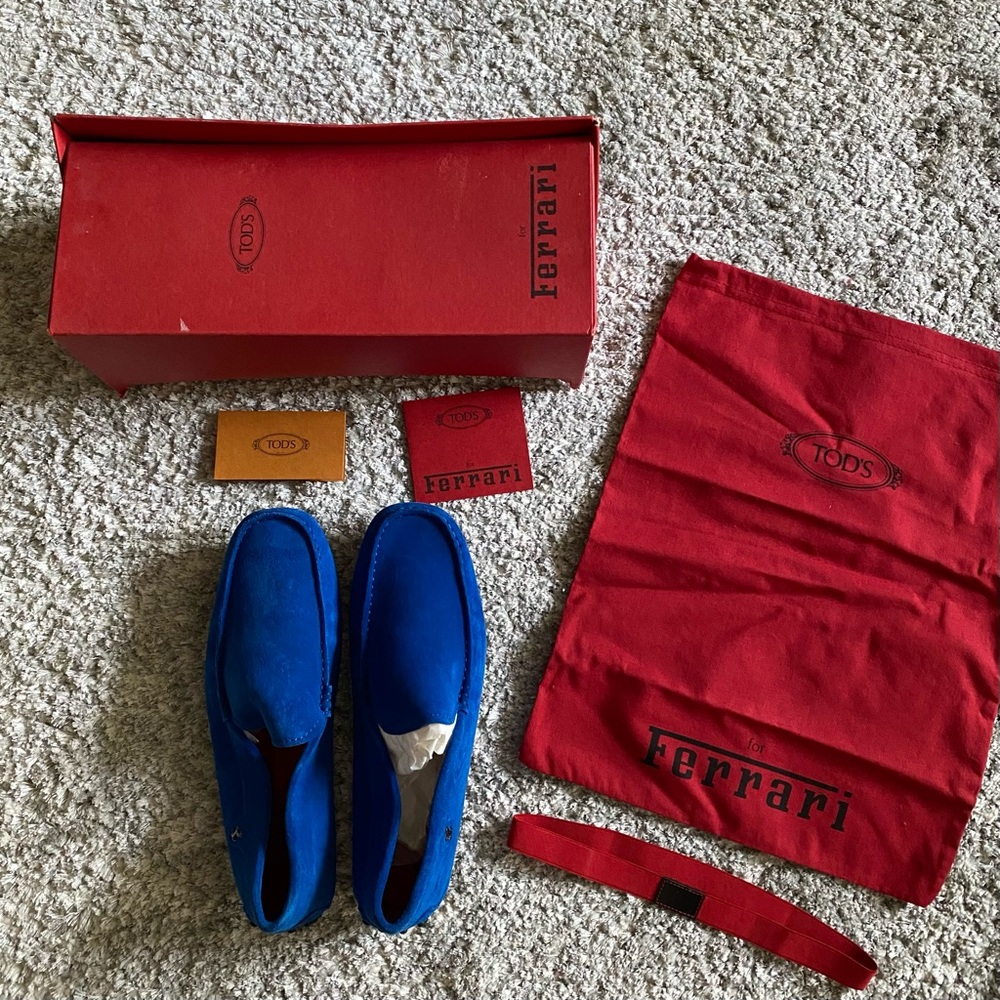 Tod's X Ferrari Blue Driving Loafers